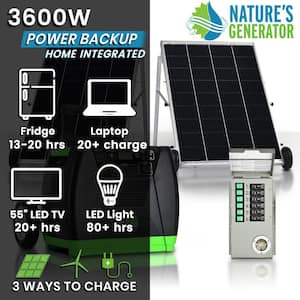 ELITE 3600-Watt/5760W Peak Push Button Start Solar Powered Portable Generator with 2 100W Panels, 1 Power Transfer Kit