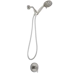 6-Spray Patterns with 1.8 GPM Showerhead Face Diameter 4.3 in. Wall Mounted Fixed Shower Head in Brushed Nickel