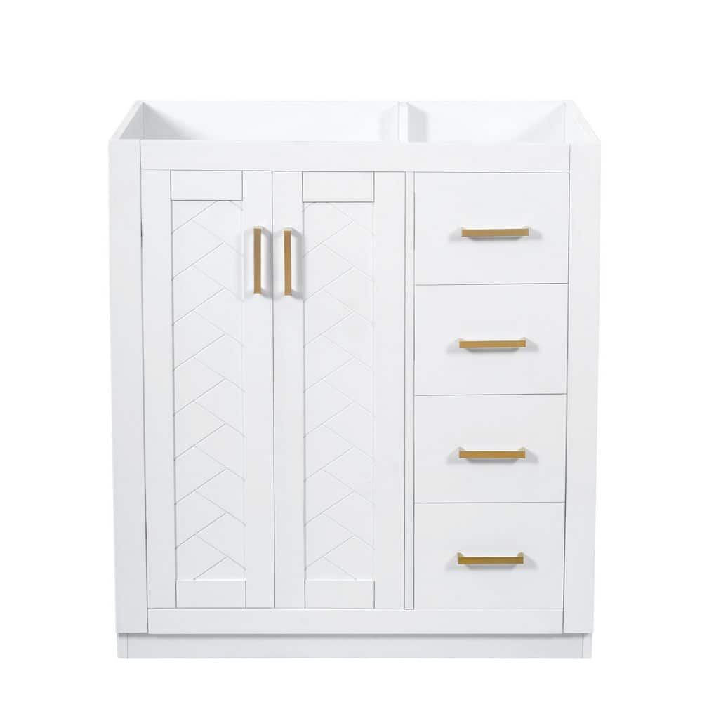 29.50 in. Bath Vanity Cabinet without Top in White Unassembled, Contains 3 Drawers & Soft Closing Doors price history on PriceWatchPro