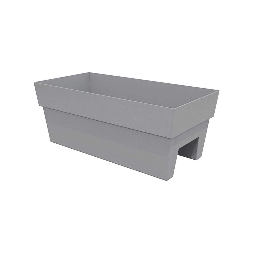 Cement Gray Recycled Plastic Deck Rail Planter, 24"
