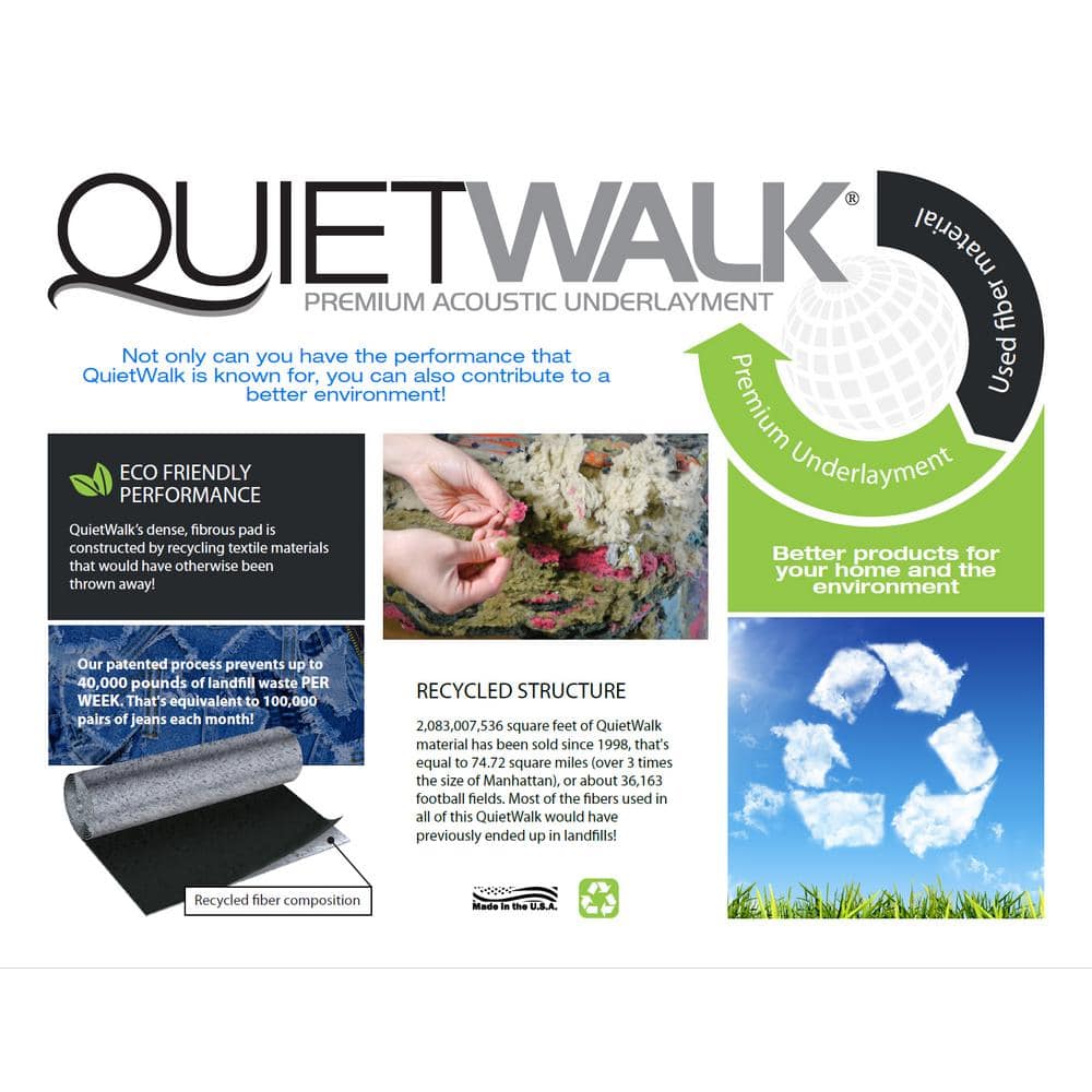 QuietWalk Plus Blue and Gray Felt Flooring Underlayment Roll