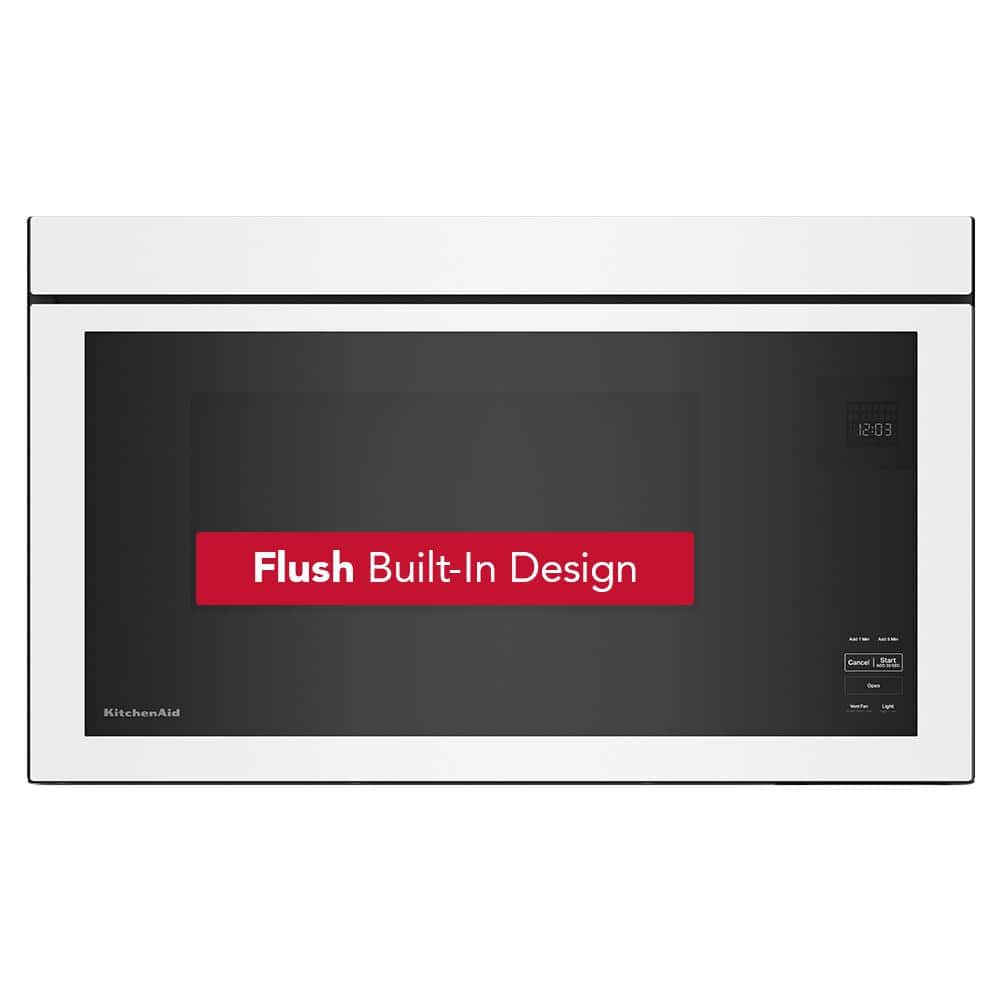 30 in. W 1.1 cu. ft. White Flush Built-In 1000-Watt Over-the-Range Microwave