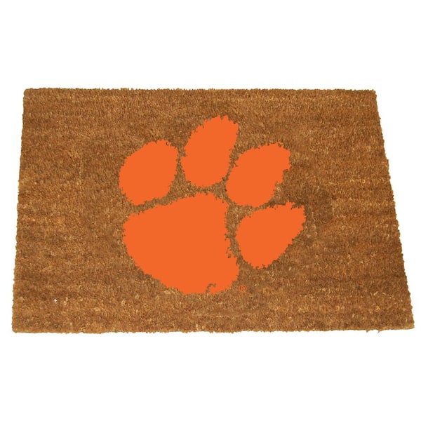 The Memory Company Clemson Brown 29.5 in. x 19.5 in. Coir Fiber Colored Logo Door Mat