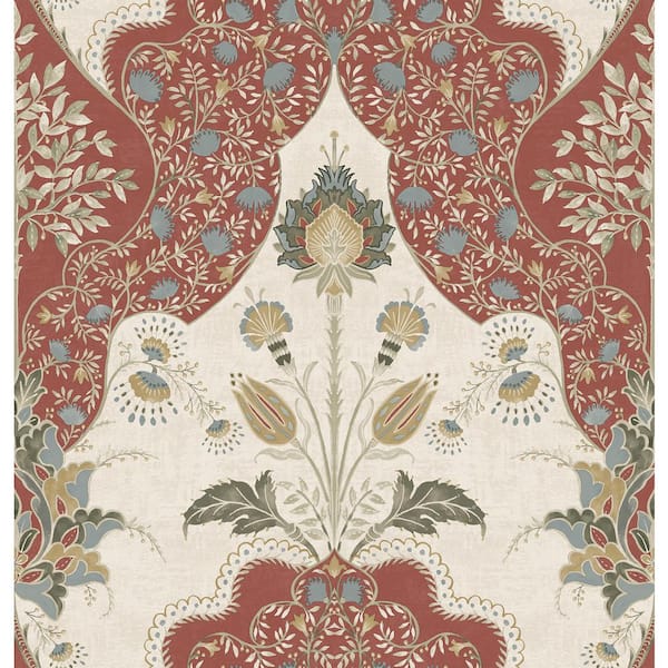 A-Street Prints Auden Ruby Red Floral Grandeur Wallpaper Sample