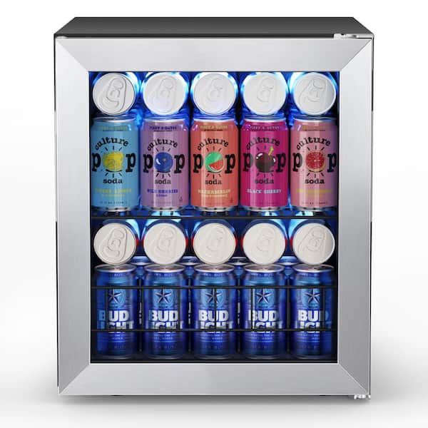 Yeego 16.9 in. Single Zone 65-Cans Freestanding Compressor Beverage Cooler Refrigerator Fridge in Stainless Steel Frost Free
