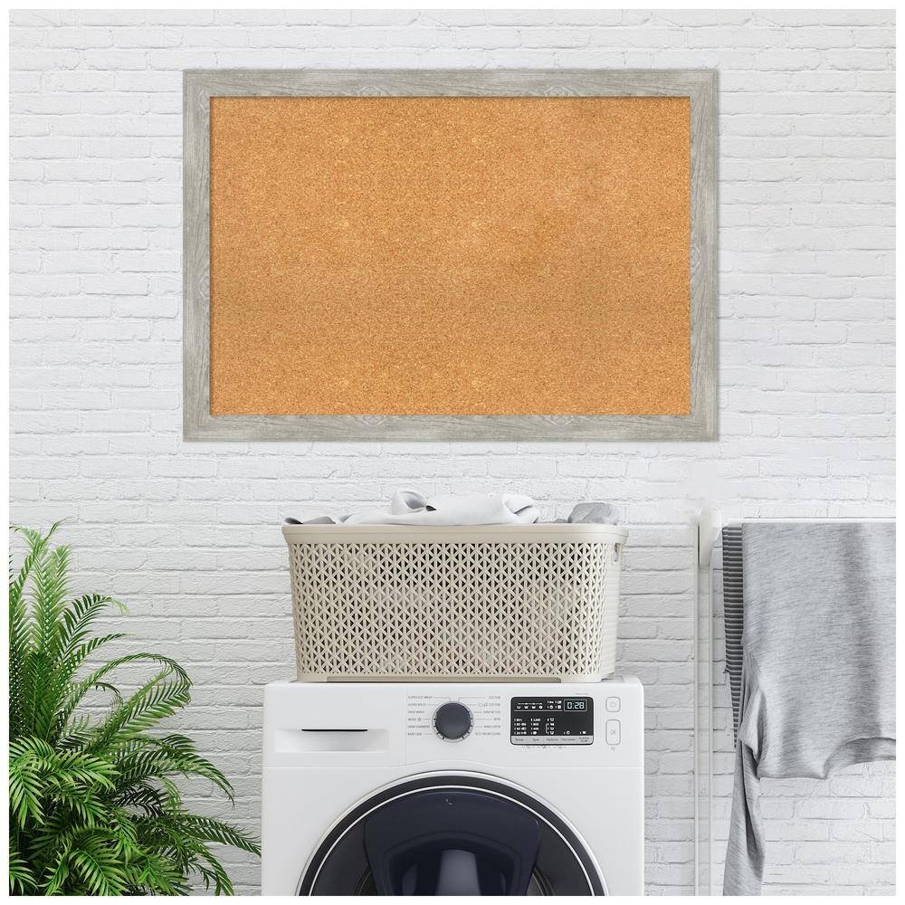 Dove Greywash Narrow Framed Natural Corkboard 43" x 31"