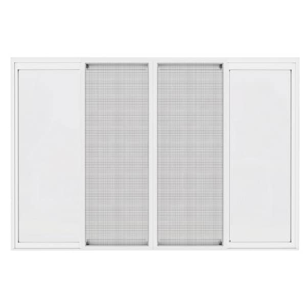120 in. x 80 in. Universal Handed White Aluminum Sliding Screen Door for Double Entry Door