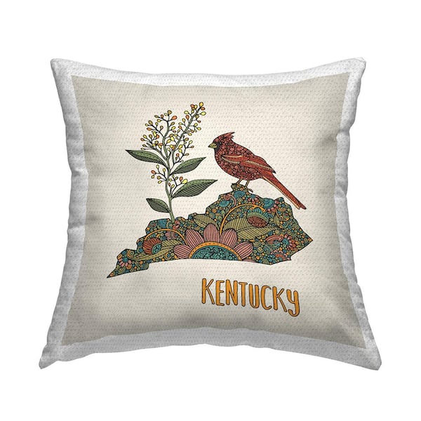 Stupell Industries Kentucky Cardinal Bird Multi-Color Square Outdoor Throw Pillow