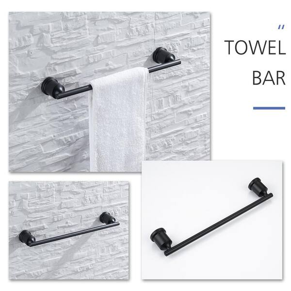 16 in. Bathroom Set with Toilet Paper Holder Towel Bar Towel Ring and Robe  Hook EC-TB-225-G1 - The Home Depot