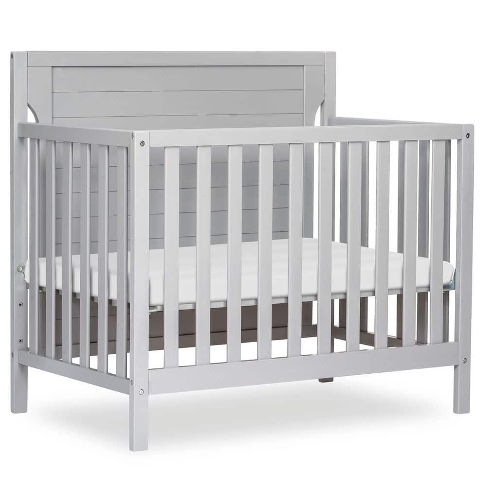 Bellport 4-in-1 Pebble Grey Convertible Mini/ Portable Crib I Mini Baby Crib I Includes 1.5 Mattress