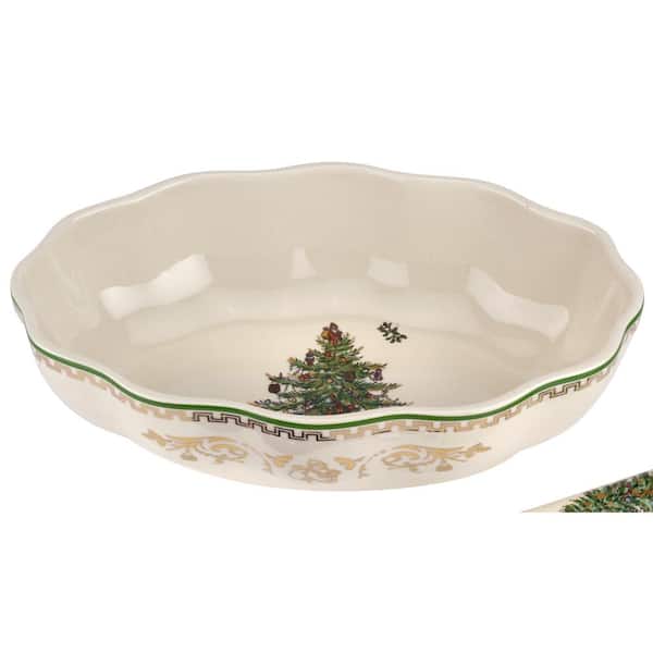 Spode Christmas Tree 8 in. Cranberry Dish with Server (2-Piece Set)