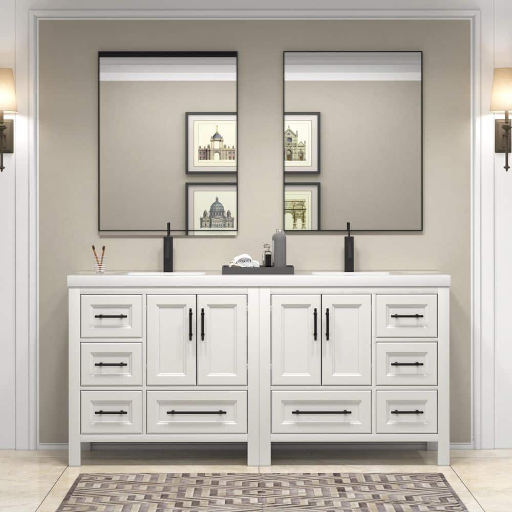 VIV 71 in. W x 20 in. D x 35 in. H Double Sink Freestanding Bath Vanity in White with White Acrylic Top price history on PriceWatchPro