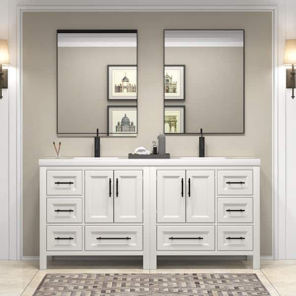 BV Better Vanity VIV 71 in. W x 20 in. D x 35 in. H Double Sink Freestanding Bath Vanity in White with White Acrylic Top