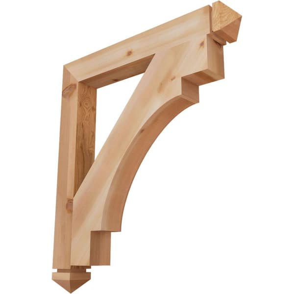 Ekena Millwork 3.5 in. x 36 in. x 32 in. Western Red Cedar Merced Arts and Crafts Smooth Bracket