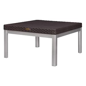 Russ Brown Plastic Outdoor Coffee Table with Grey Aluminum Legs