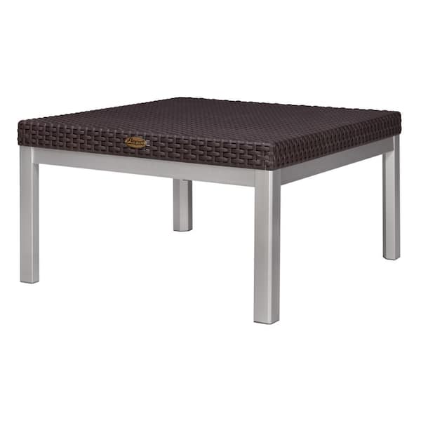 Lagoon Russ Brown Plastic Outdoor Coffee Table with Grey Aluminum Legs