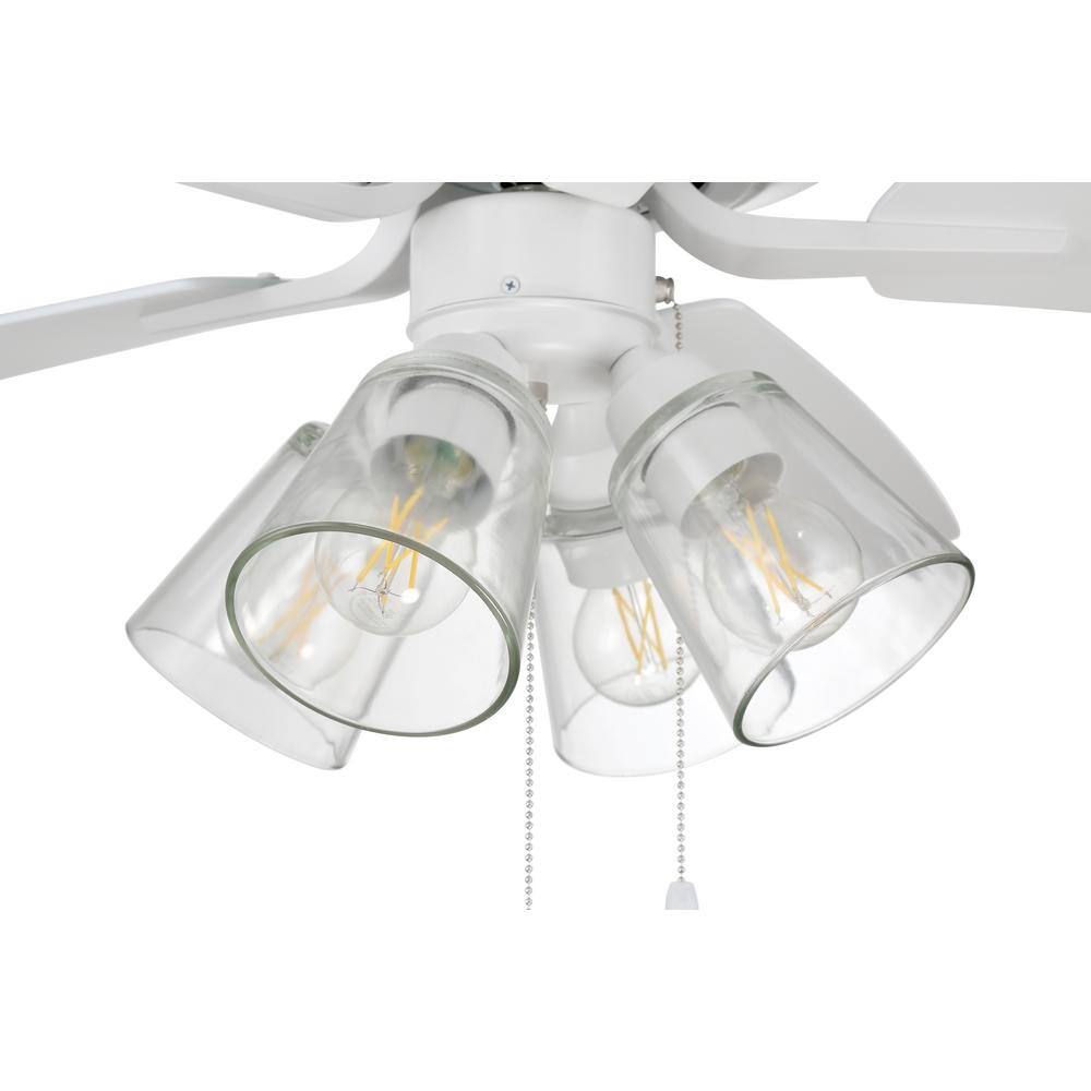 White 52'' Ceiling Fan with LED Light Kit and Reversible Blades