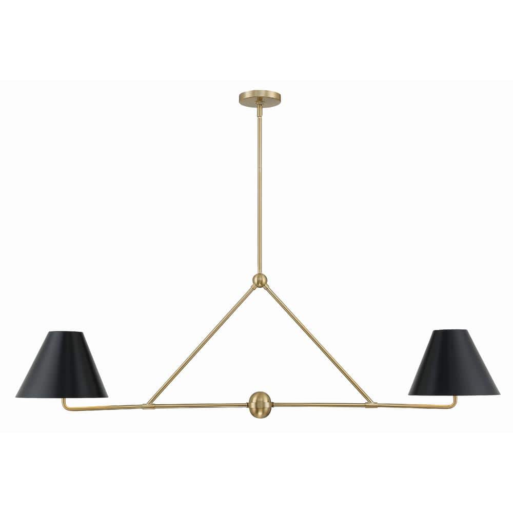 Vibrant Gold and Black Steel 4-Light Chandelier