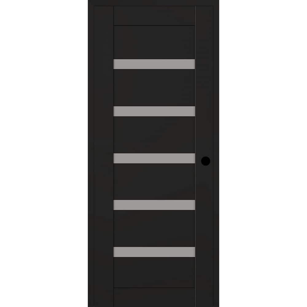 Leora N DIY-Friendly 30 in. x 96 in. Left-Hand 7-Lite Frosted Glass Black Matte Composite Single Prehung Interior Door price history on PriceWatchPro