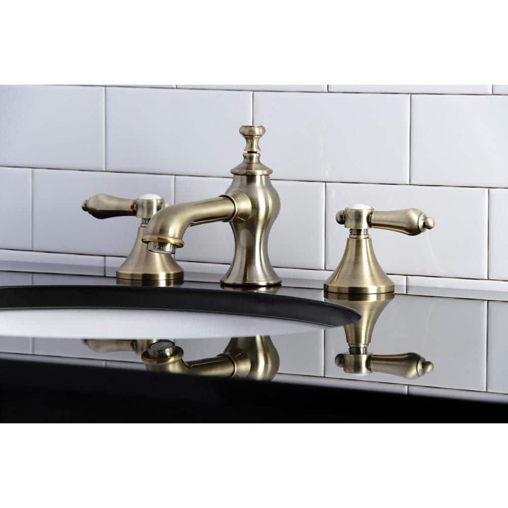 Vintage Brass 8" Widespread Elegant Bathroom Faucet