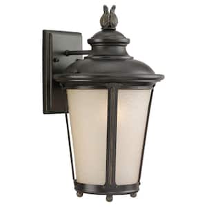 Cape May 1-Light Burled Iron Outdoor 15.5 in. Wall Lantern Sconce