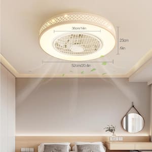 20.4 in. Round White Indoor Integrated LED Ceiling Fan with Remote for Kids Room Bedroom
