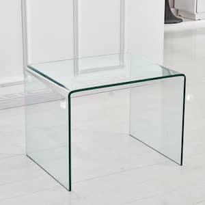 19.72 in. Clear U Shaped Bent Glass Waterfall Coffee Table Side Table