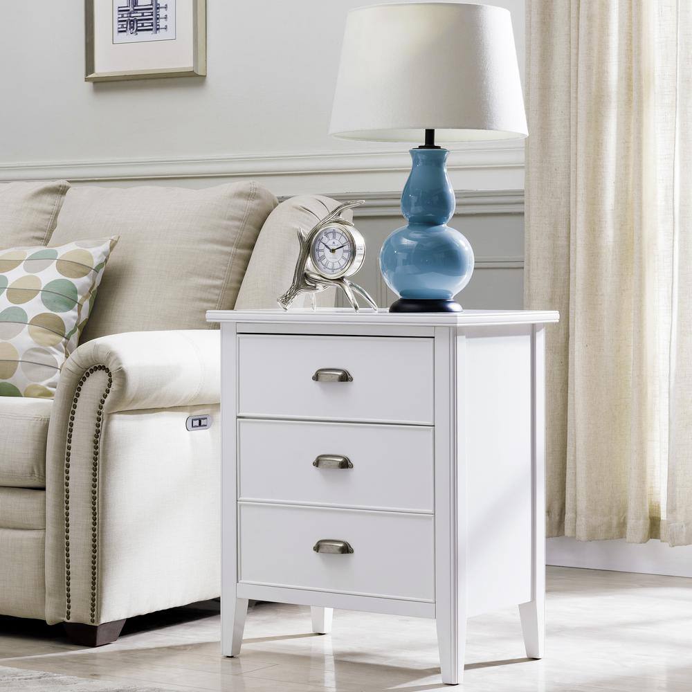 Orchid White Solid Wood Nightstand with USB-C and A/C Ports