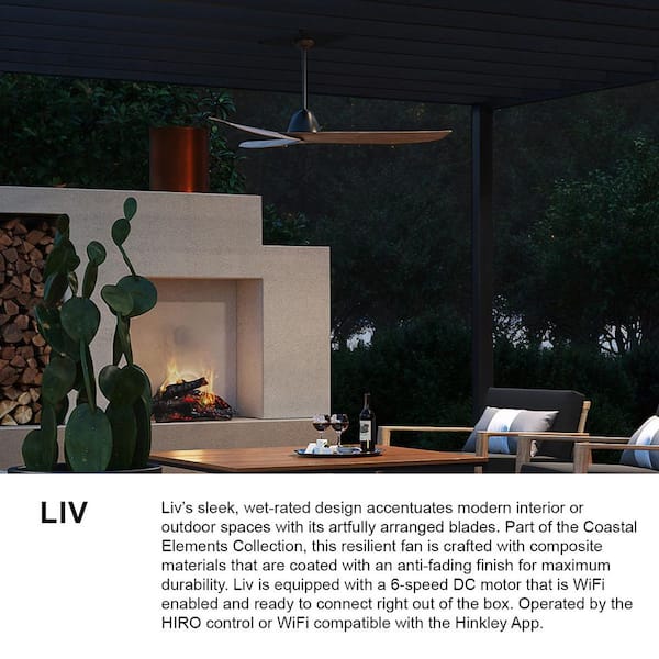 HINKLEY Liv 60.0 in. Indoor/Outdoor Matte Black Ceiling Fan with Remote Control
