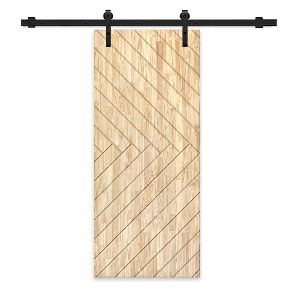 24 in. x 84 in. Natural Pine Wood Unfinished Interior Sliding Barn Door with Hardware Kit price history on PriceWatchPro
