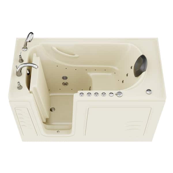 Universal Tubs Safe Premier Series 30 in. L x 59 in. W Left Side Drain Combination Jetted Bathtub in Biscuit with Microbubbles Jet