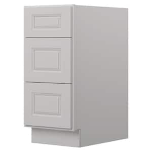 15 in. Wx24 in. Dx34.5 in. H in Raised Panel White Plywood Ready to Assemble Drawer Base Kitchen Cabinet with 3 Drawers