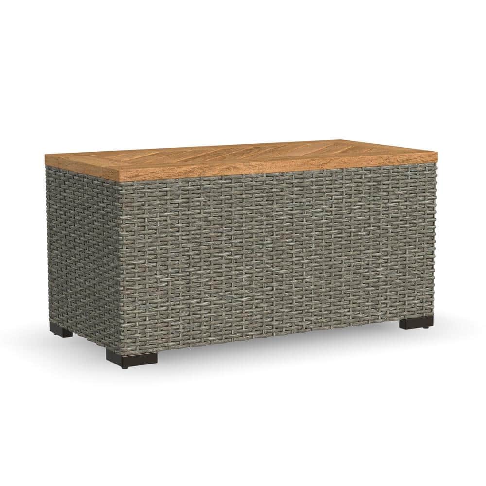 Boca Raton Handcrafted Rattan Outdoor Storage Table in Brown
