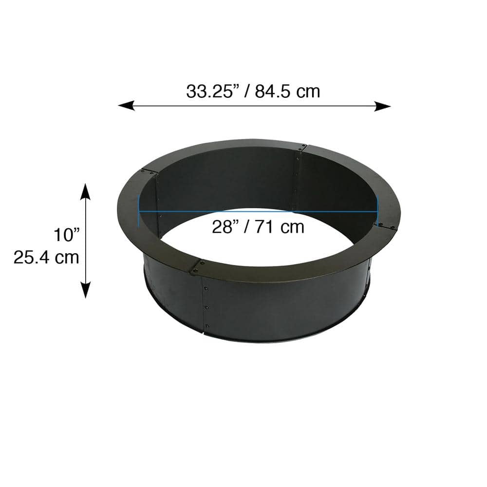 Heavy-Duty Black Steel 28" Round Outdoor Fire Pit Ring