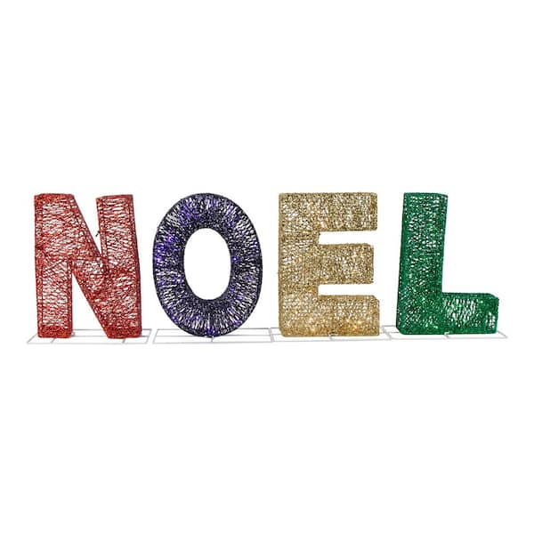 LED Lighted in. Noel in. Outdoor Christmas Decoration-14 in. Multicolor