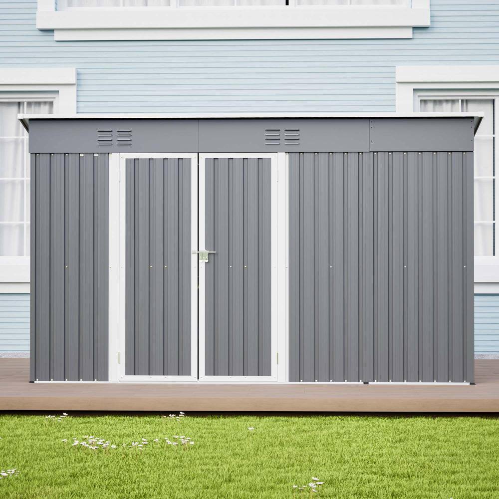 10 ft. W x 4 ft. D Outdoor Metal Storage Shed for Garden Tools