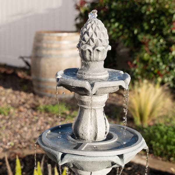 XBRAND XBrand 51 in. Grey 3-Tier Pineapple Water Fountain with