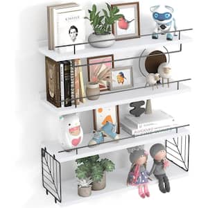 15.8 in. W x 5.9 in. D Decorative Wall Shelf, White 3+1 Tier Bathroom Shelves Over Toilet with Towel Bar