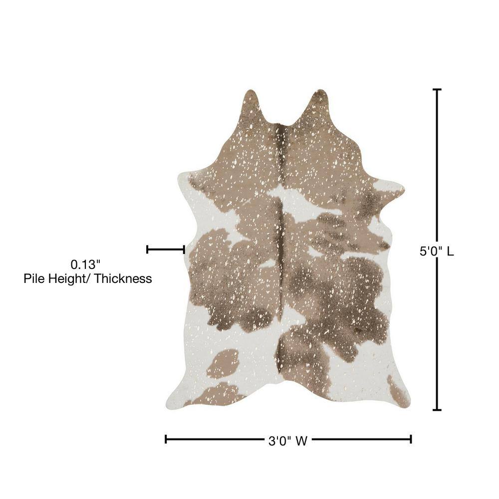 Ivory Chic Rustic Cowhide-Inspired Wool Blend Area Rug