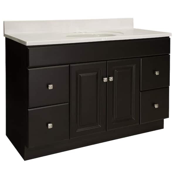 Design House 49 in. W x 22 in. D x 36.3 in. H 2-Door 4-Drawer Bathroom Vanity in Espresso with White on White Cultured Marble Top