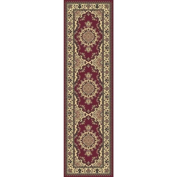 Castello Burgundy 2 ft. x 7 ft. Traditional Oriental Medallion Area Rug