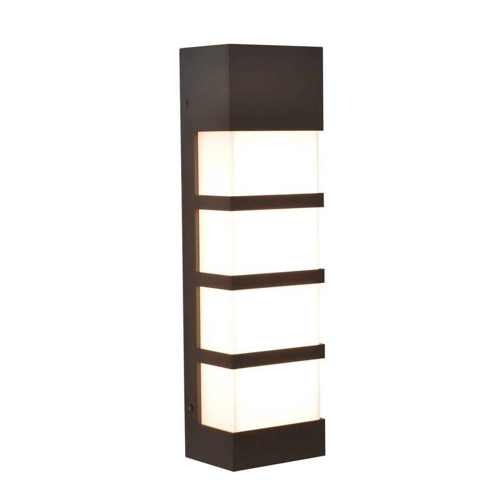 UPC 037949429555 product image for State 17 in. Textured Bronze Integrated LED Outdoor Wall Lantern Sconce | upcitemdb.com