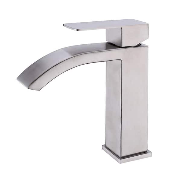 Zalerock Single-Handle Single-Hole Bathroom Faucet and Rectangular Spout in Brushed Nickel