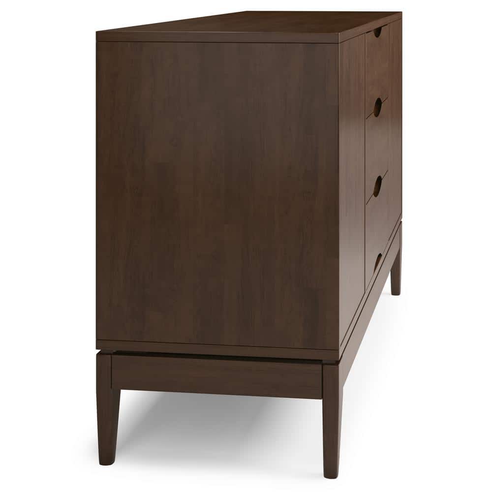 Walnut Brown 60" Solid Wood Mid-Century Sideboard Buffet