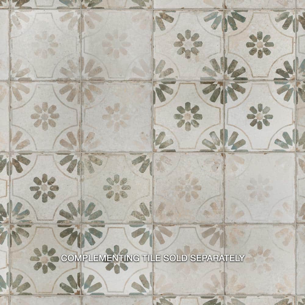 Rustic Farmhouse Floral Motif 17.63" Ceramic Floor & Wall Tile