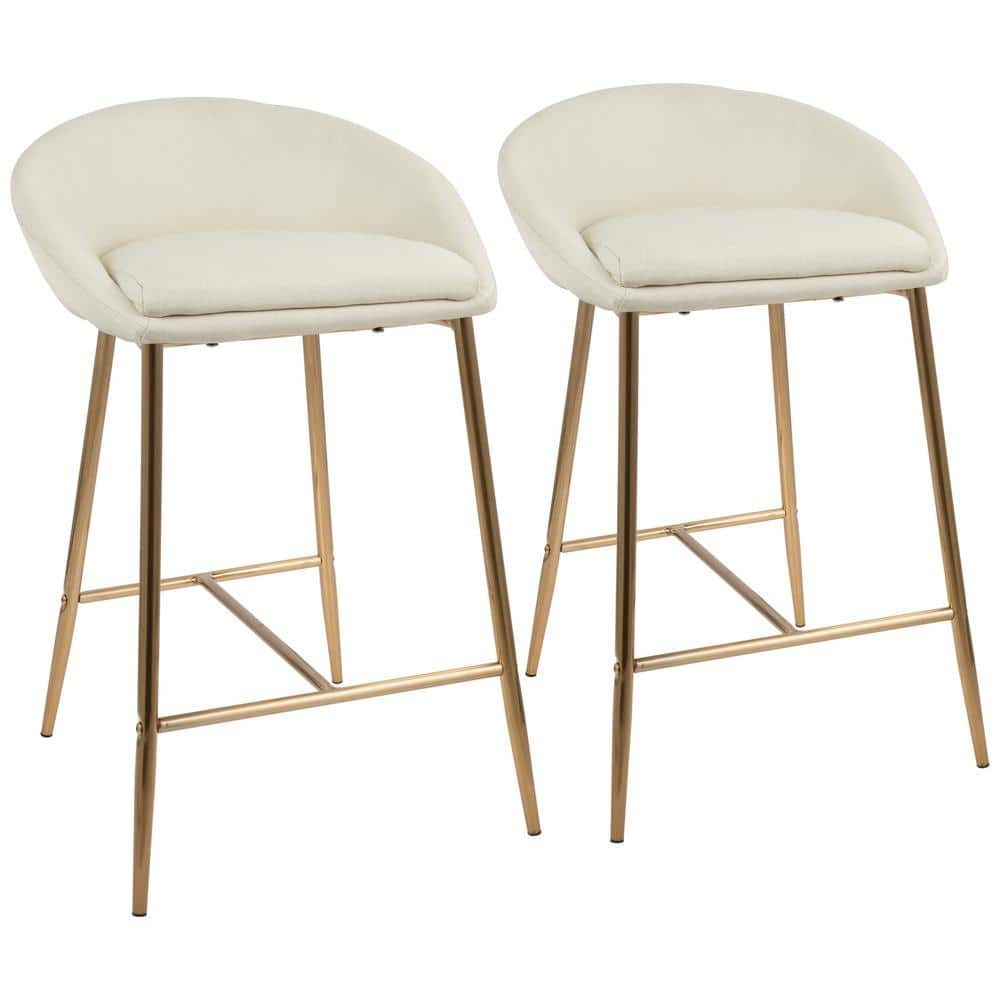 Lumisource Matisse 26 In Gold And Cream Fabric Upholstered Counter Stool Set Of 2 B26 Matse Aucr2 The Home Depot