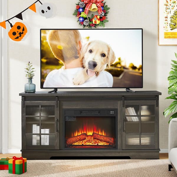 ToolCat 59 in. Freestanding fireplace TV Stand with 23 in