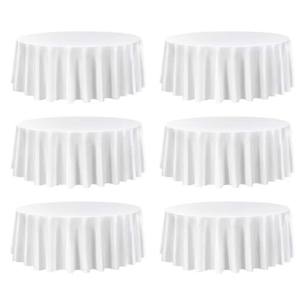 White Round Tablecloths 6 Pack 120 in. Diameter Stain and Wrinkle Resistant Polyester