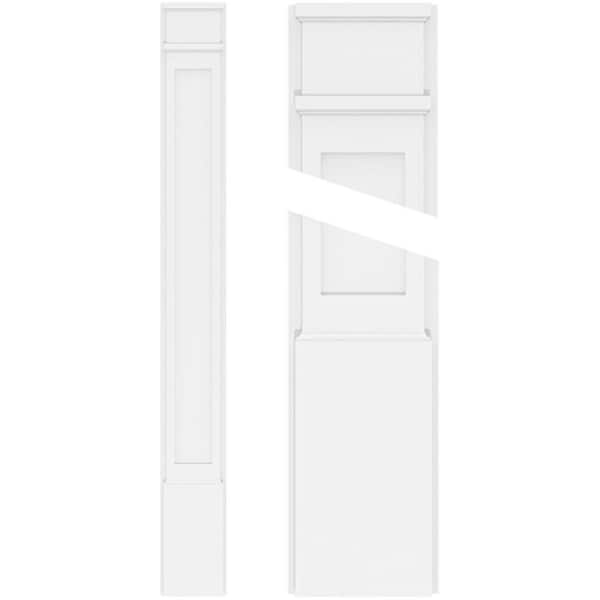 Ekena Millwork 2 in. x 9 in. x 82 in. Flat Panel PVC Pilaster Moulding with Decorative Capital and Base (Pair)