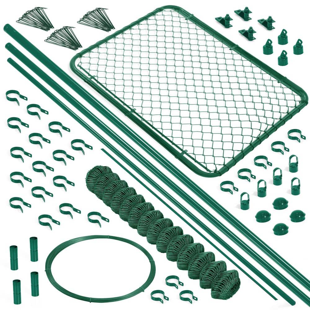 Green Vinyl Coated 5  ft. x 54  ft. Metal 9-Gauge Chain Link Fence-Complete Kit price history on PriceWatchPro